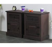 2X Table de chevet "New Mexico" Mexico Table de chevet Armoire coloniale