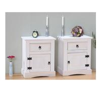 2x Table de nuit New Mexico Mexico Table de nuit Armoire blanche