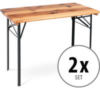 2x Table Jardin Terasse Pliable Bois Extérieur Meuble Camping Bière Balcon 117cm