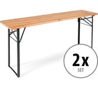 2x Table Jardin Terasse Pliable Bois Extérieur Meuble Camping Bière Balcon 170cm