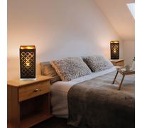 2x Table Lumières or Noir la Vie Travail Chambre Éclairage Tissu Lampes