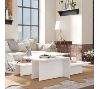 2x Tables Basses Blanc 111,5x50x33 cm Bois d'Ingénierie Table d'Appoint vidaXL