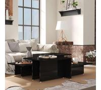 2x Tables Basses Noir Brillant 111,5x50x33 cm Bois d'Ingénierie Canapé vidaXL