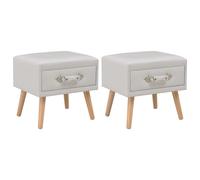 2x Tables de Chevet Blanc Similicuir Table de Nuit Commode Rangement vidaXL