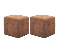 2x Tables de Chevet Gris Similicuir Daim Table de Nuit Tabouret Pouf vidaXL