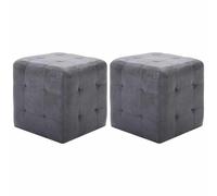 2x Tables de Chevet Gris Similicuir Daim Table de Nuit Tabouret Pouf vidaXL