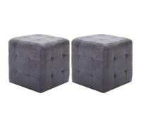 2x Tables de Chevet Gris Similicuir Daim Table de Nuit Tabouret Pouf vidaXL