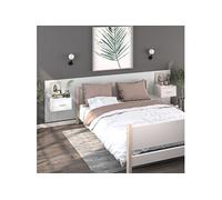 vidaXL 2x Tables de Chevet Murales Tables de Nuit Flottantes Armoires de Chevet Suspendues Armoires de Lit Meuble de Chambre Blanc Blanc G