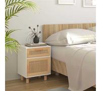 vidaXL Tables de chevet Noir Bois de pin massif et rotin naturel 2 pièces