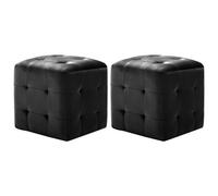 2x Tables de Chevet Noir Tissu Velours Table de Nuit Tabouret Pouf vidaXL