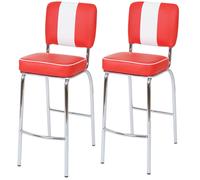 2x tabouret de bar Avellino, chaise de comptoir, design rétro des années 50, similicuir rouge / blanc
