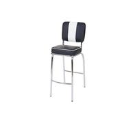 2x tabouret de bar Avellino design rétro des années 50 similicuir noir blanc Noir G