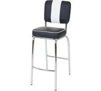 Mendler 2X Tabouret de Bar Avellino, Chaise de comptoir, Design rétro des années 50, Similicuir - Noir/Blanc