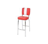 2x tabouret de bar Avellino design rétro des années 50 similicuir rouge blanc