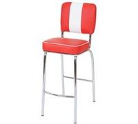 2x Tabouret De Bar Avellino, Chaise De Comptoir, Design Rétro Des Années 50, Similicuir Rouge / Blanc Multicolore