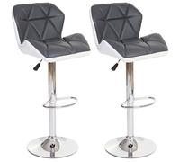 Mendler Tabouret de bar Hamilton 2x – bois, similicuir, rotatif – gris