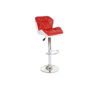 2x Tabouret De Bar Hamilton, Chaise De Comptoir, Bois, Similicuir, Rotatif Rouge Multicolore