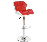 2x tabouret de bar Hamilton, chaise de comptoir, bois, similicuir, rotatif rouge Rouge G