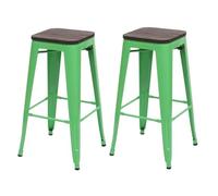 Mendler Tabouret de bar HWC-A73 empilable Vert 2X