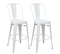 2x Tabouret De Bar Hwc-A73, Chaise Bar Avec Dosssier, Métal, Style Industriel Blanc Multicolore
