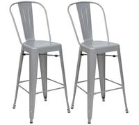 2x tabouret de bar HWC-A73, chaise de comptoir avec dossier, métal, design industriel gris