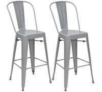 2x Tabouret De Bar Hwc-A73, Chaise De Comptoir Avec Dossier, Métal, Design Industriel Gris Multicolore