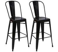 2x tabouret de bar MENDLER HWC-A73 métal design industriel noir Noir G