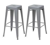 2x tabouret de bar HWC-A73, chaise de comptoir, métal, design industriel, empilable gris