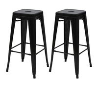 2x tabouret de bar HWC-A73, chaise de comptoir, métal, design industriel, empilable noir