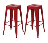 2x tabouret de bar HWC-A73, chaise de comptoir, métal, design industriel, empilable rouge