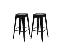 2x tabouret de bar HWC-A73, chaise de comptoir, métal, design industriel, empilable noir