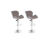 2x Tabouret de bar HWC-A92, tabouret pour comptoir, réglable en hauteur, similicuir couleur taupe
