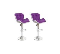 Mendler Tabouret de bar HWC-A92 réglable en hauteur similicuir violet – 2x