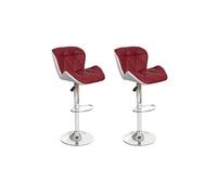 Mendler Tabouret de bar HWC-A92 pour comptoir, réglable en hauteur, similicuir bordeaux (2x)