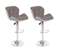 2x Tabouret de bar HWC-A92, tabouret pour comptoir, réglable en hauteur, similicuir - couleur taupe