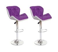 2x Tabouret de bar HWC-A92, tabouret pour comptoir, réglable en hauteur, similicuir violet