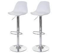 2x Tabouret de bar HWC-B14, cuir synthétique blanc