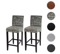 Lot de 2 tabourets de bar HWC-C33 Lancy - Gris - Pieds foncés - Tissu