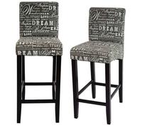 2x tabouret de bar HWC-C33, chaise bar écriture, gris, pieds foncés, tissu