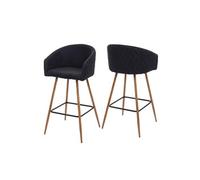 Mendler 2X Tabouret de Bar HWC-D72, Chaise, avec Dossier, Tissu - Gris Anthracite
