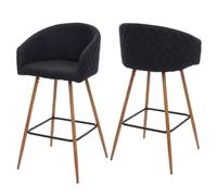 2x tabouret de bar HWC-D72, chaise bar/comptoir, avec dossier, tissu gris anthracite