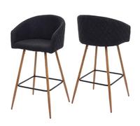 2x tabouret de bar MENDLER HWC-D72, chaise, avec dossier, tissu gris anthracite Gris G