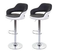 Mendler 2X Tabouret de Bar HWC-F16 Similicuir Noir Blanc