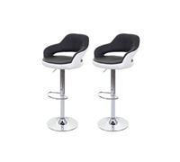 2x tabouret de bar HWC-F16 similicuir noir blanc