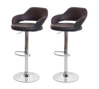 Mendler Tabouret de bar HWC-F16 pivotant avec dossier simili cuir brun-noir Lot de 2