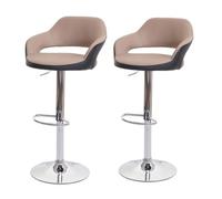 Mendler Tabouret de bar HWC-F16 - Pivotant, dossier en simili cuir taupe-noir - 2x Beige G