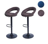 2x Tabouret De Bar Hwc-F46, Chaise De Comptoir, Monture Noire Imitation De Daim, Vintage Marron Foncé Multicolore