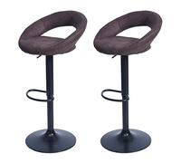 2X Tabouret de Bar HWC-F46, Chaise de comptoir, Monture Noire - Imitation de Daim, Vintage Marron foncé