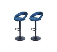 2x Tabouret De Bar Hwc-F46, Chaise De Comptoir, Monture Noire Velours, Pétrole Multicolore