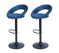 2x tabouret de bar HWC-F46, chaise de comptoir, monture noire velours, pétrole